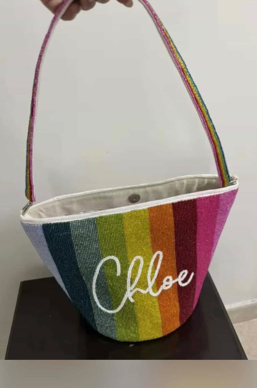 Rainbow Beaded Shoulder Bag