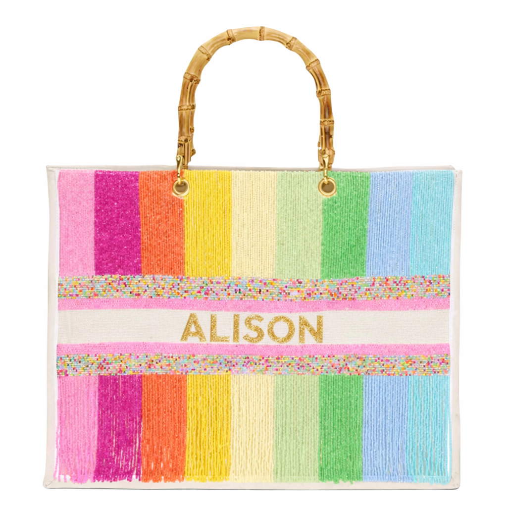 Rainbow Fringe Bamboo Tote