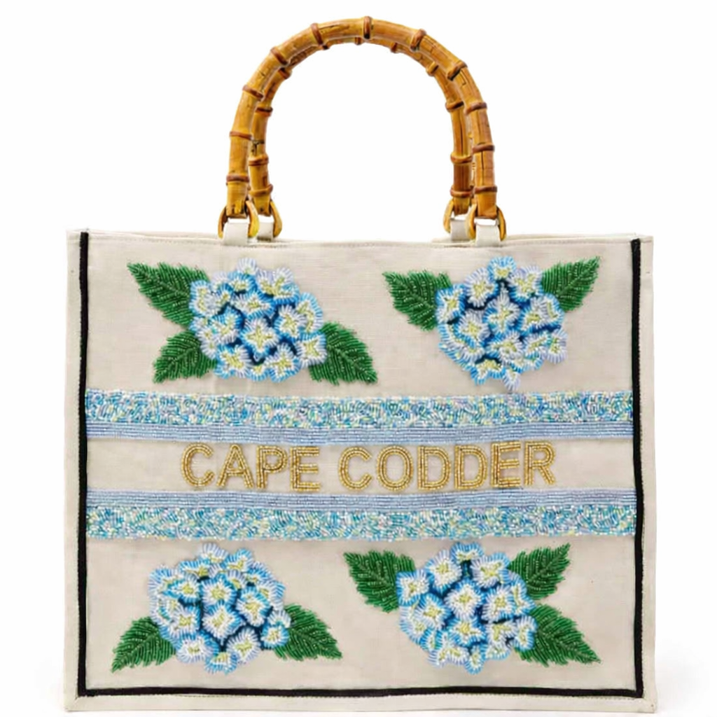 Hydrangea Tote w Bamboo Handles